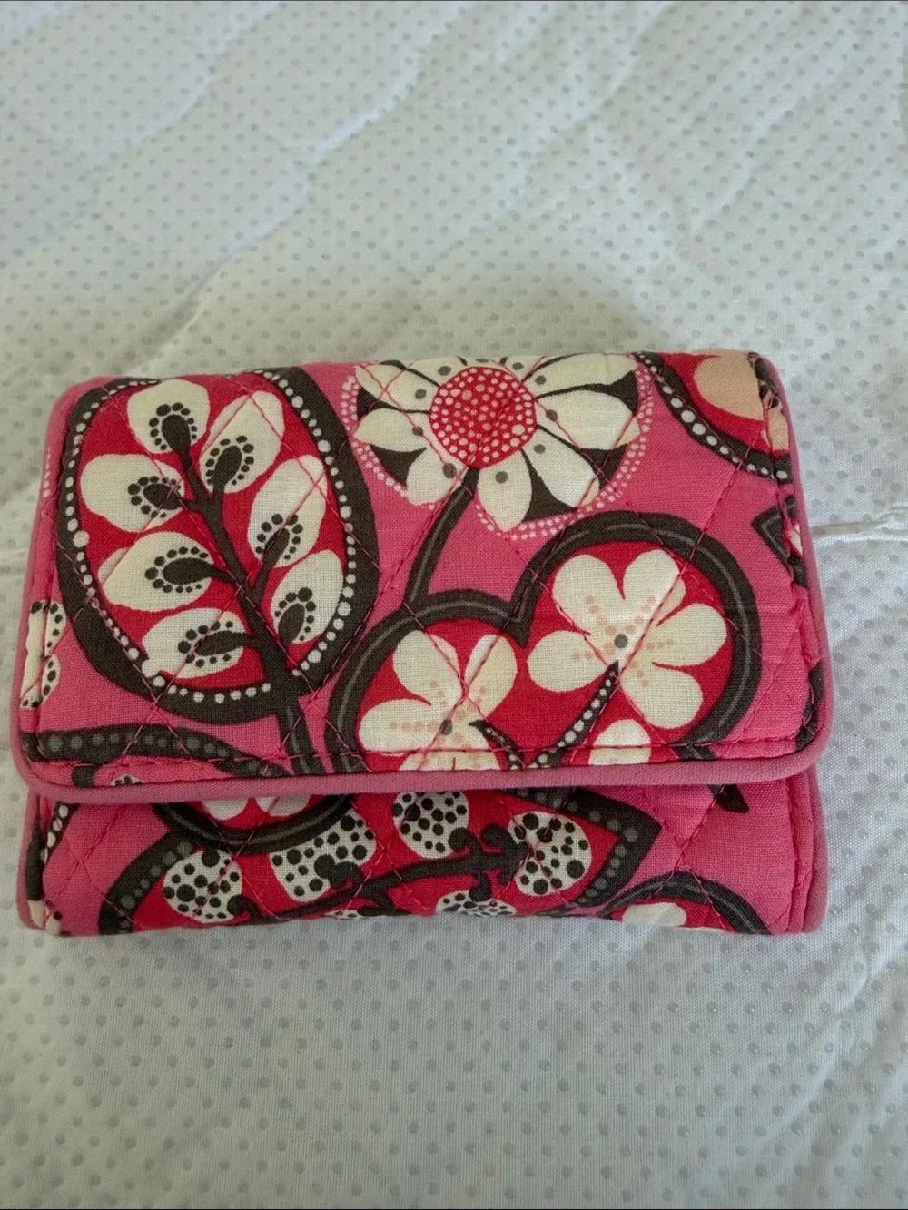 Vera Bradley Pink Floral Quilted Fold-Over Wallet